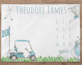 Golf Milestone Baby Boy Blanket | Golf Monthly Milestone Blanket | Golf Milestone Quilt | Golf Nursery | Newborn Gift| Golf Baby Shower Gift