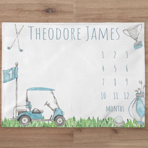 Golf Milestone Baby Boy Blanket | Golf Monthly Milestone Blanket | Golf Milestone Quilt | Golf Nursery | Newborn Gift| Golf Baby Shower Gift