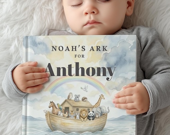 Personalized Noah's Ark Book, Custom Christian Book With Name, Baptism Gift for Boy, Children's Book, Prayer for Kids