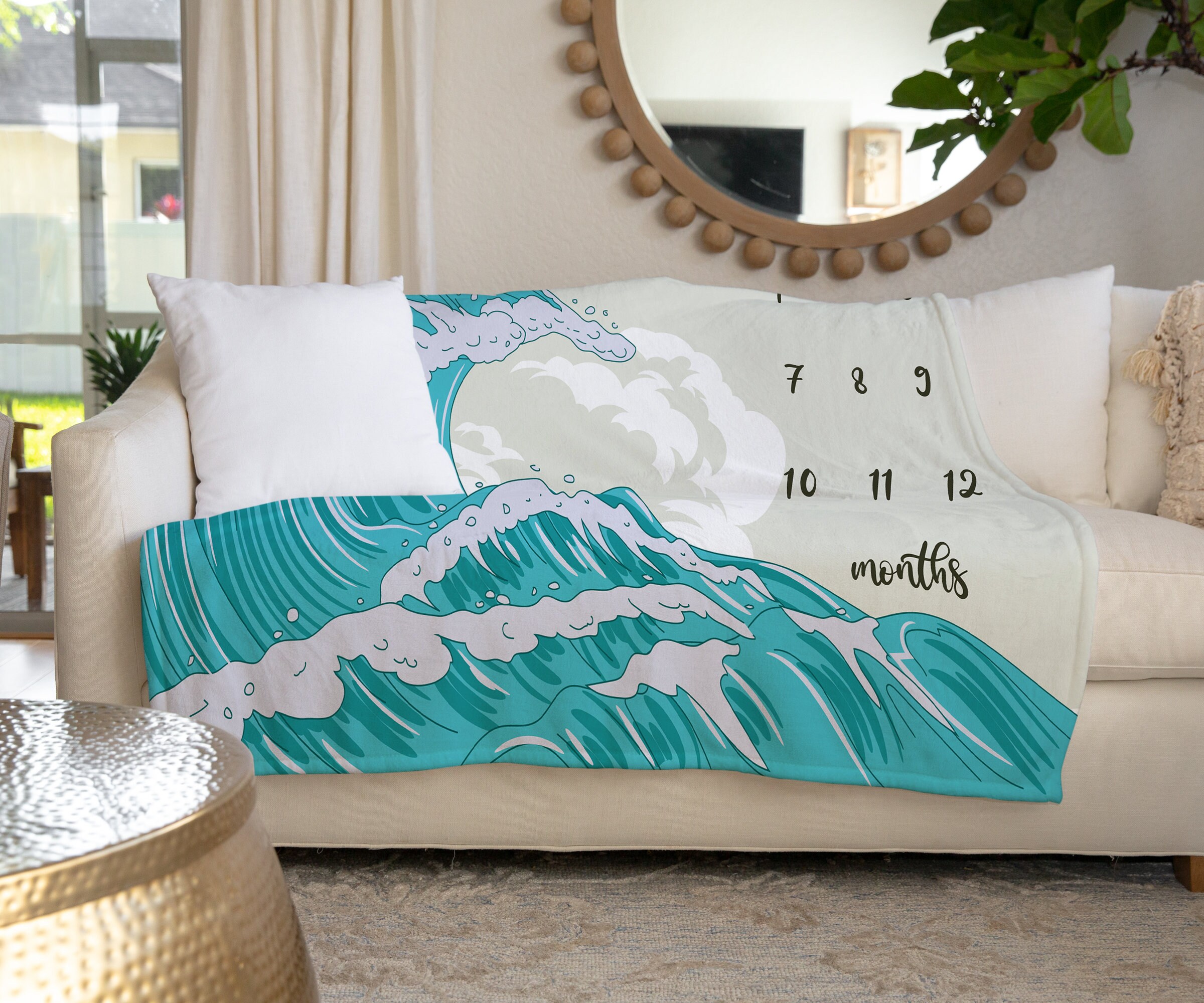 Ocean Milestone Blanket Wave Milestone Blanket Minky Sea Etsy