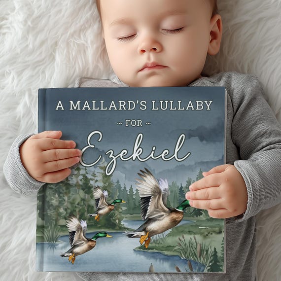 Personalized Mallard Duck Lullaby Book, Custom Storybook With Name For Toddlers, Baby Keepsake Gift, Baby Shower Present for Boy
