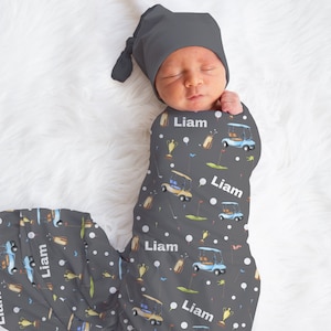 Custom Golf Baby Name Blanket, Personalized Baby Boy Swaddle, New Mom Gift, Newborn Gift, Baby Shower Gift