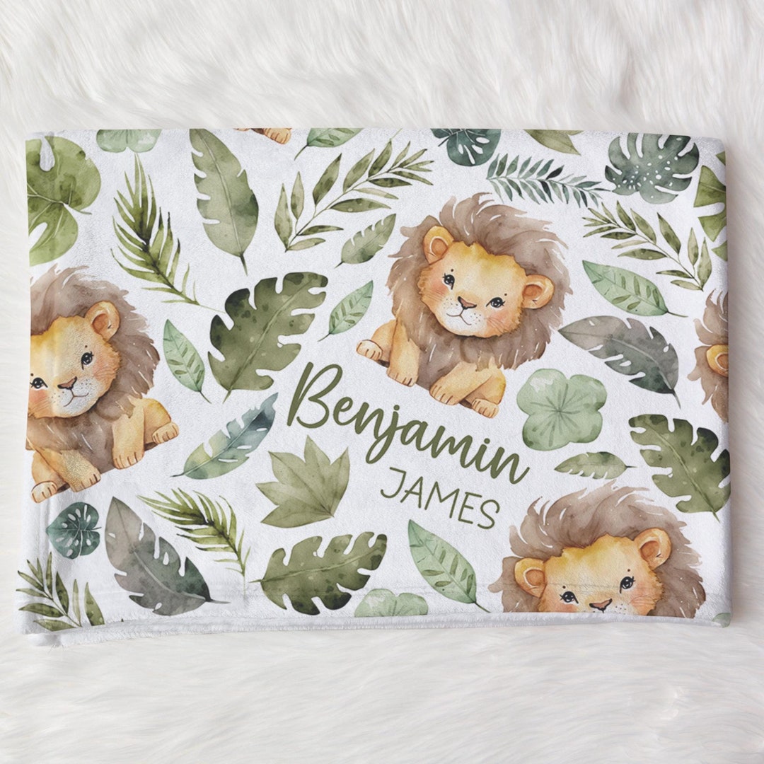 Custom Lion Baby Name Blanket Personalized Safari Swaddle Lion Hospital ...