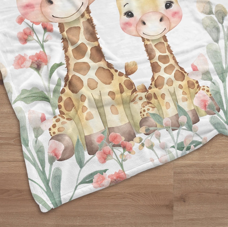 Giraffe Milestone Blanket Personalized Wildflower Baby Girl Month ...
