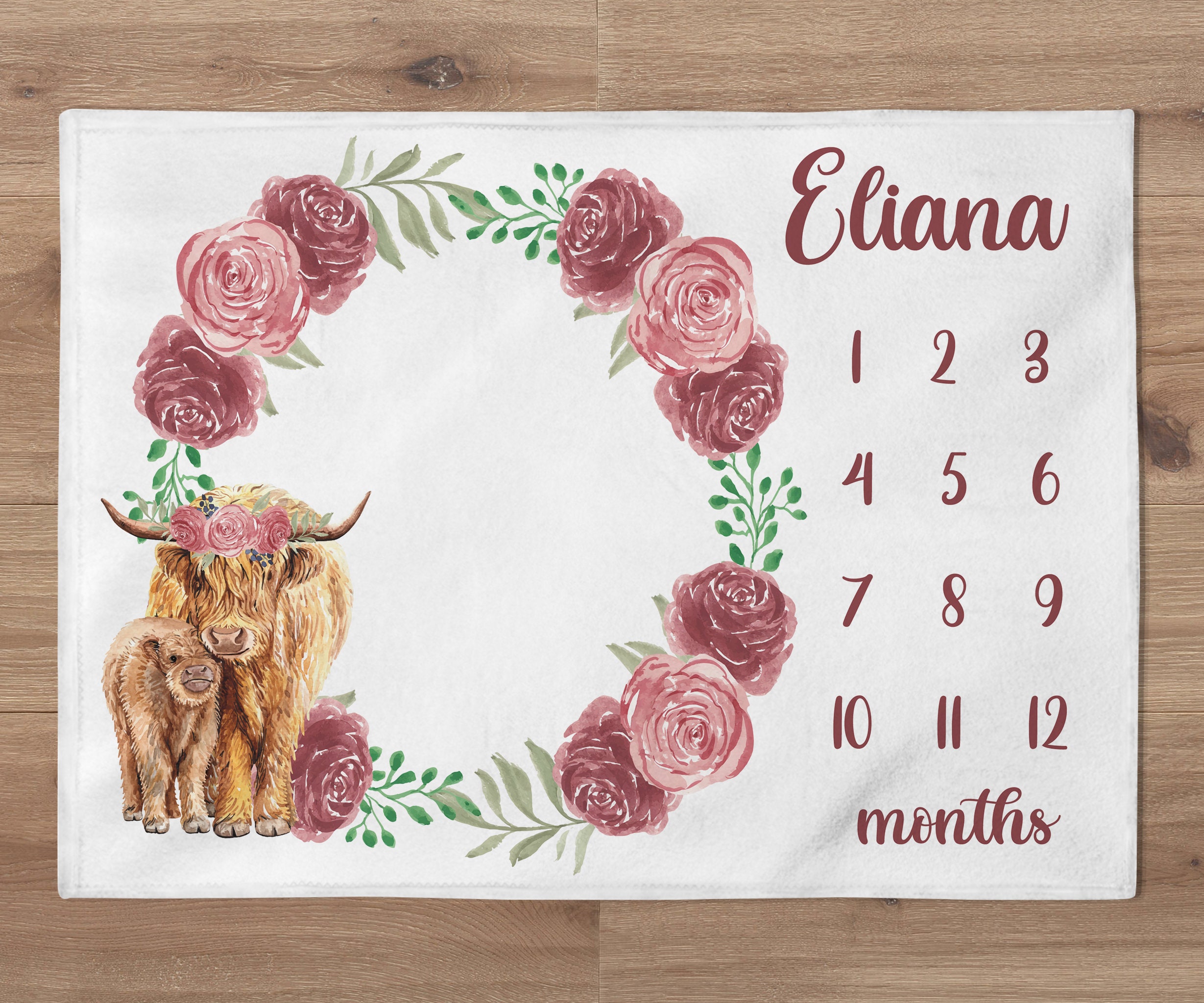 Highland Cow Milestone Blanket Farm Girl Blanket Etsy