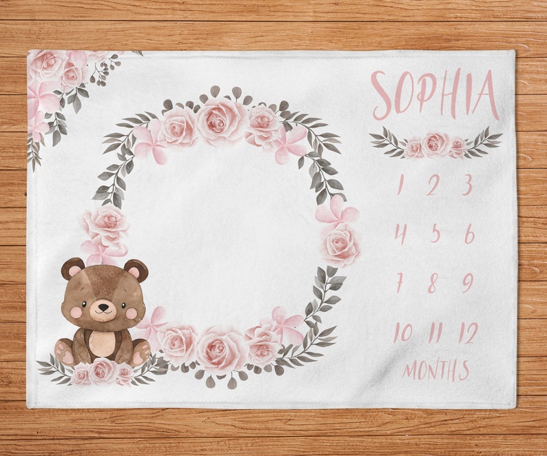 Woodland Baby Girl Milestone Blanket Custom Baby Blanket Etsy