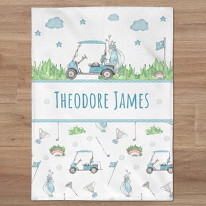 Personalized Golf Baby Boy Name Blanket | Golf Name Blanket | New Baby Gift |  Custom Golf Theme Nursery | Baby Shower Gift