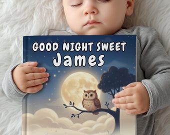 Personalized Baby Keepsake Gift, Custom Owl and Moon Bedtime Storybook, Night Time Gift For Newborns Toddlers