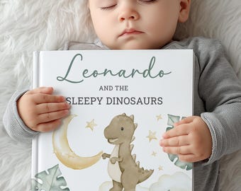 Personalized Dinosaur Book With Name, Custom Lullaby Storybook For Toddlers, Baby Keepsake Gift, Baby Shower Present for Boy