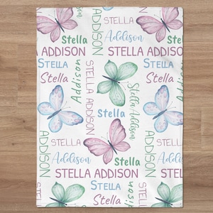 Personalized Baby Blanket, Butterfly Baby Girl Name Blanket, Custom Baby Blanket, Newborn Gift, Butterflies Baby Shower Gift