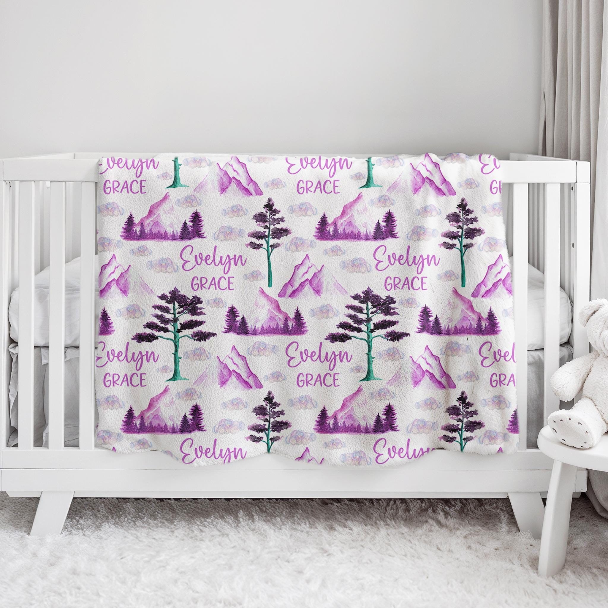 Mint Mauve Nursery Bedding Safari Baby Crib Bedding Set: Jungle
