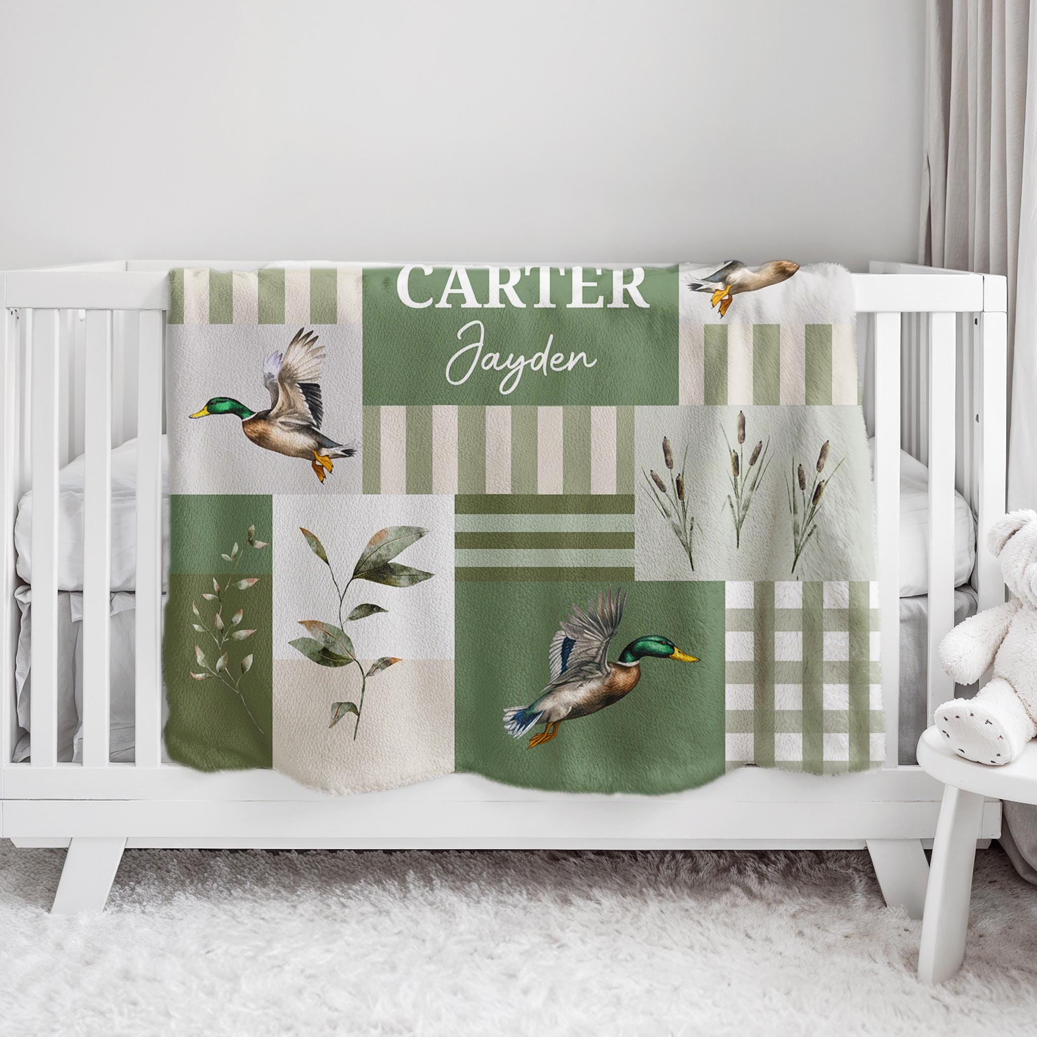 Mallard Duck Blanket, Custom Hunting Boy Nursery, Duck Crib Bedding ...