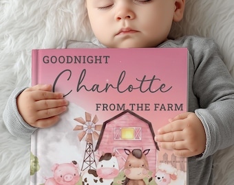 Personalized Farm Lullaby Book, Custom Barnyard Animals Storybook With Name For Toddlers, Gift for Boy, Bedtime Keepsake
