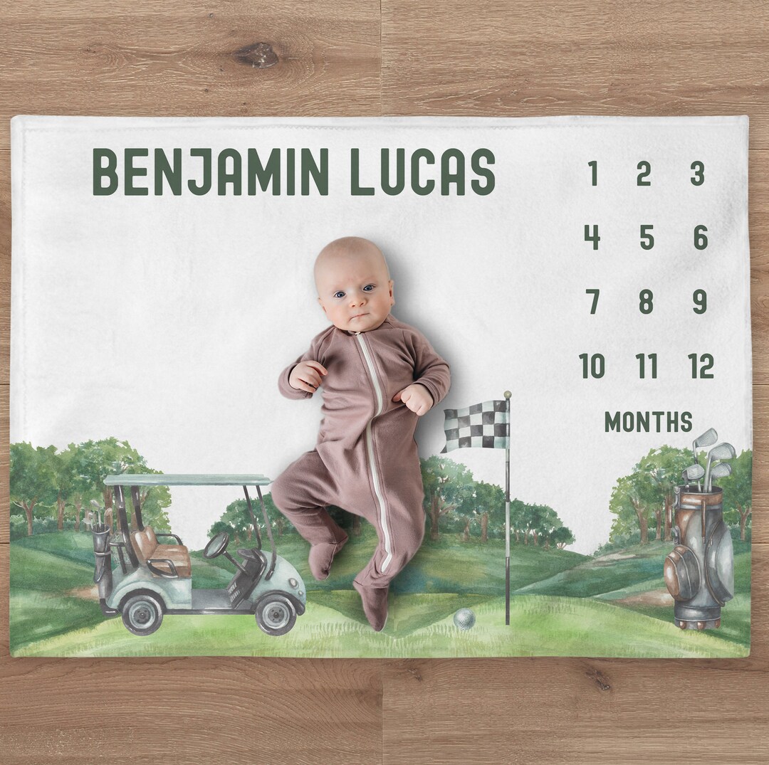 Golf Milestone Blanket | Baby Boy Golf Monthly Milestone Blanket | Golf ...