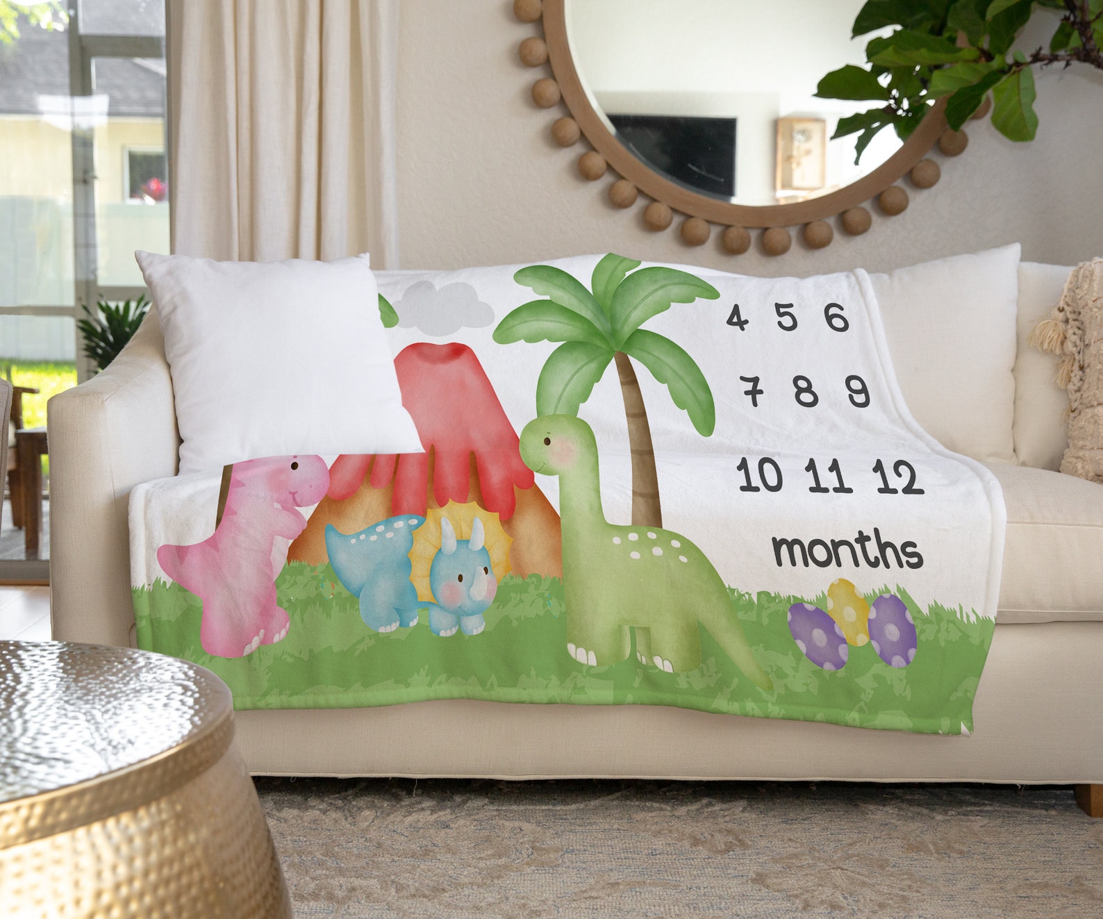 Dinosaur Milestone Blanket Peronalized Baby Boy Month Etsy