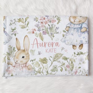 Personalized Bunny Swaddle Blanket For Baby Shower, Custom Rabbit Newborn Baby Girl Gift, Floral Toddler Name Blanket, Coming Home Outfit