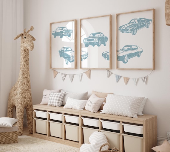 Set of 3 Vintage Cars Prints, Old Cars Wall Art Set, Retro Car Posters, Modern Art, Kids Bedroom Decor, Boy Nursery Decor, Playroom Prints