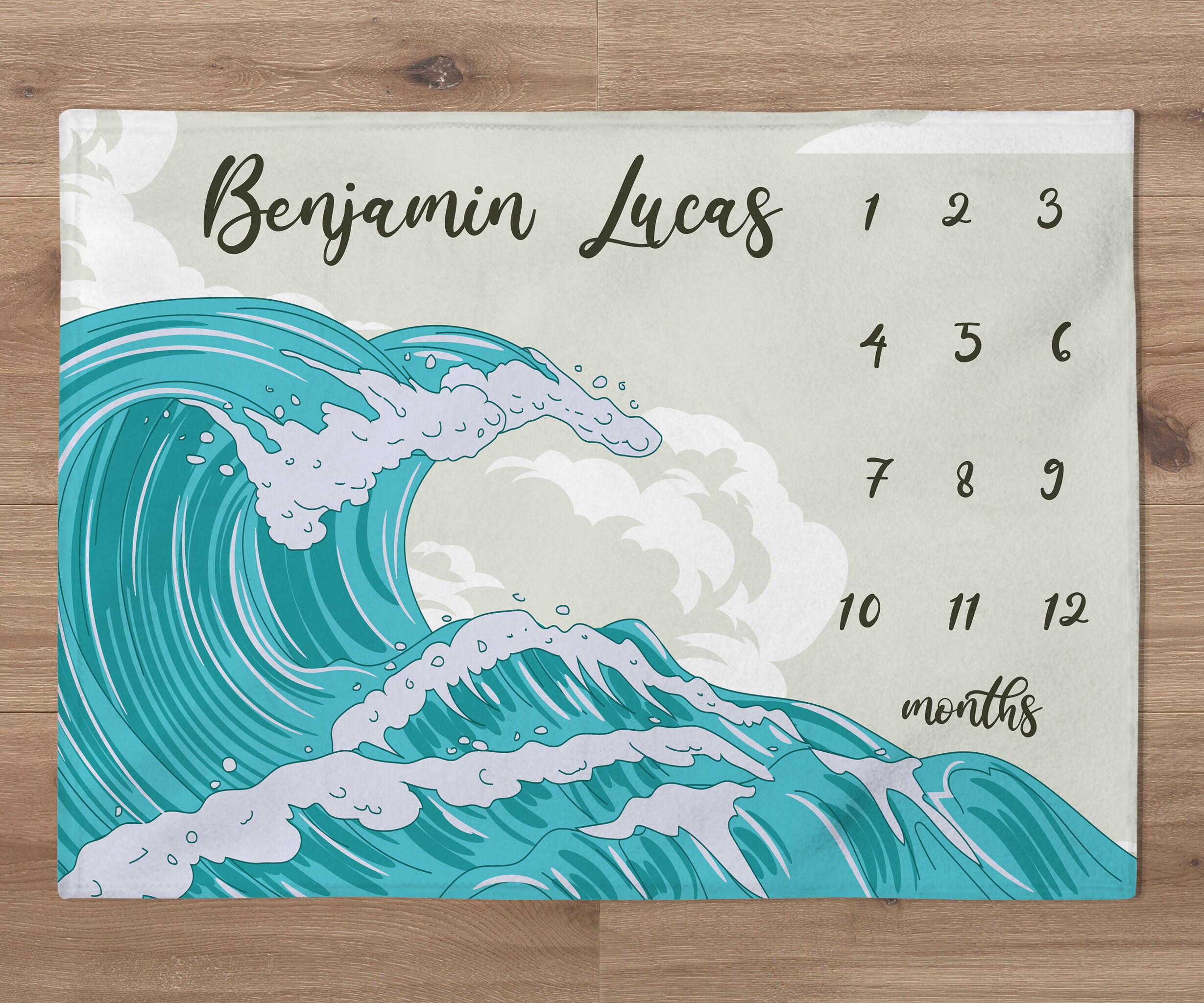 Ocean Milestone Blanket Wave Milestone Blanket Minky Sea Etsy