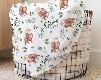 Personalized Eagles Swaddle Blanket Birds Name Baby Blanket Newborn Baby Boy Coming Home Outfit Hospital Photo Outfit Baby Shower Gift