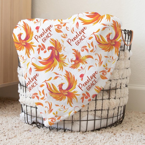 Custom Phoenix Nursery Baby Name Blanket, Personalized Phoenix Swaddle Baby Shower Gift, New Mom Hospital Blanket, Newborn Gift