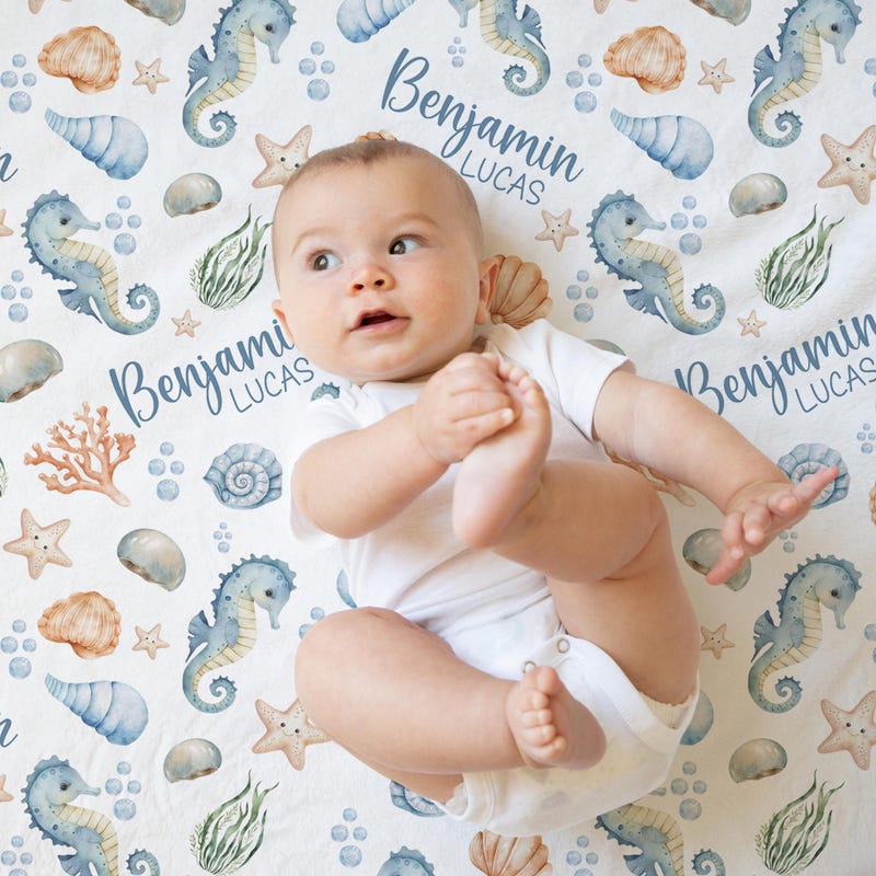 BABIES TIE SHOULDER ONESIE SEAHORSE SONNET