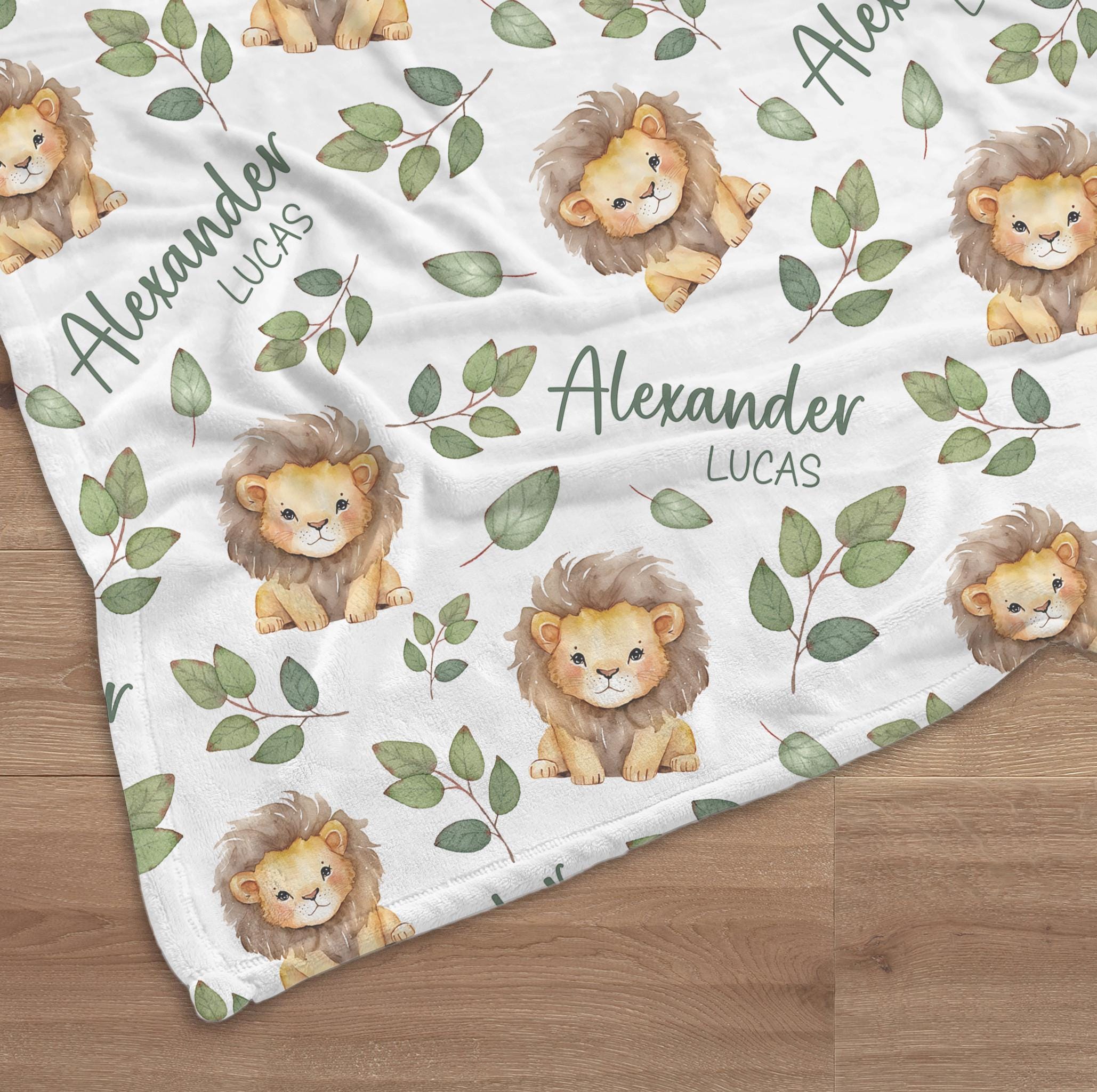 Personalized Lion Swaddle Blanket Safari Name Baby Blanket Newborn Baby ...