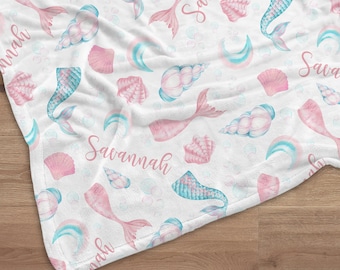 Personalized Mermaid Blanket For Kids – Custom Name Baby Blanket Gift For Girls (40x50 & Other Sizes) - View #6