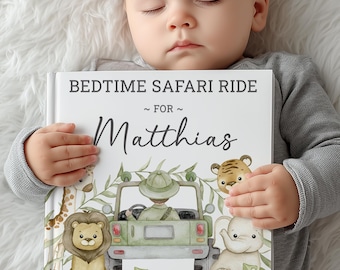 Personalized Safari Book With Name, Custom Lullaby Storybook For Toddlers, Baby Keepsake Gift, Baby Shower Present for Boy