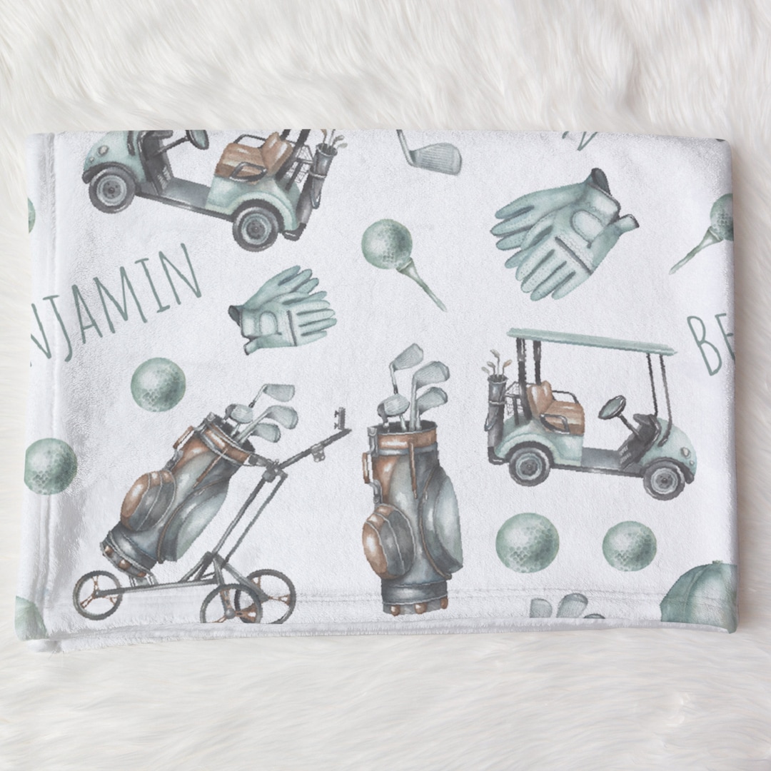 Custom Golf Swaddle, Golf Baby Name Blanket, Personalized Baby Boy