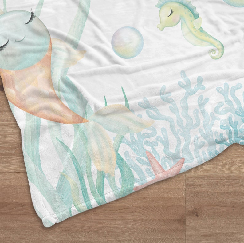 Ocean Milestone Blanket, Custom Baby Girl Under the Sea Baby Name ...