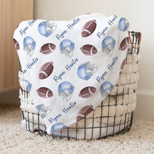 Custom Football Baby Name Blanket Personalized Sports Swaddle Hospital Blanket New Mom Gift Newborn Gift Baby Shower Gift Toddler Blanket