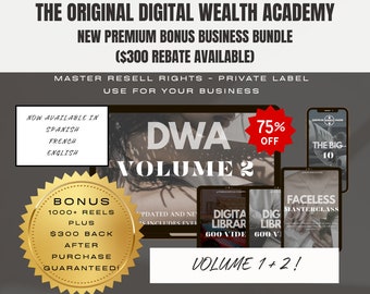 DWA Vol.1+2 Digital Wealth Academy Digital Marketing Course Master Resell Rights, TikTok Followers and TikTok Account Course, Faceless Reels