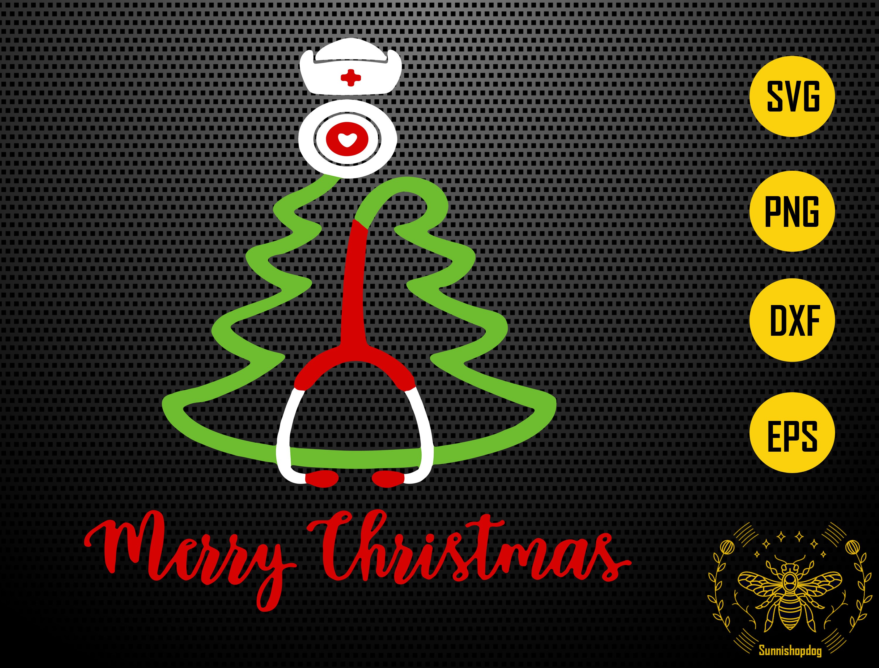 Stethoscope christmas tree SVG Cute Christmas Svg Nurse | Etsy