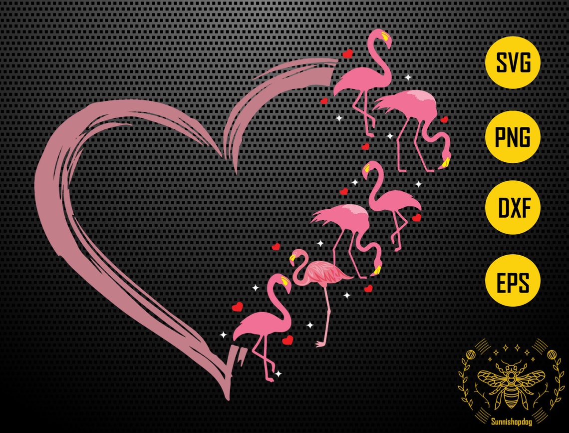 Download Flamingo SVG Flamingo Pink Heart Love Svg Heart Svg Beach | Etsy
