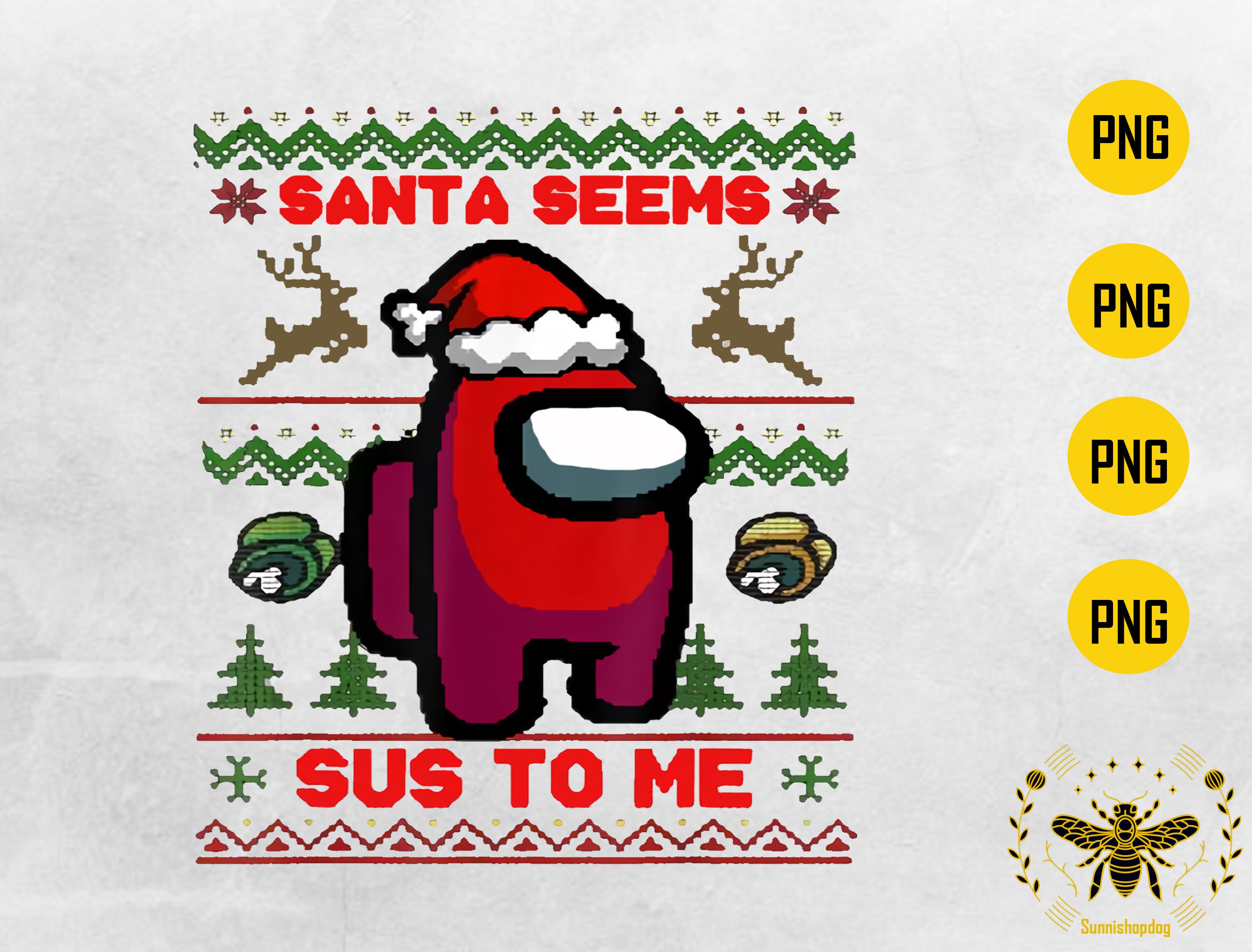 Among Us Christmas Png Santa Seems Sus To Me Png Among Us | Etsy