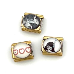 Eslabones ovalados - Pulsera de dijes italianos dorados