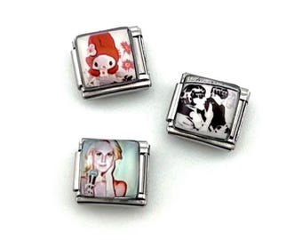 Silver Square- Italian Charm Bracelet Links