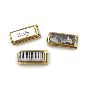 Large Rectangle Banner Links - 18mm Gold Italian Charm Bracelet Link