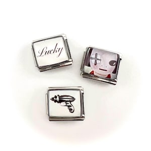 Rectangle Links- Silver Italian Charm Bracelet Links