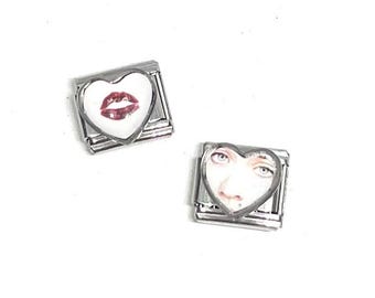 Heart Shaped Links- Silver Italian Charm Bracelet Links
