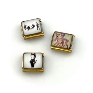 Rechteck Links- Gold Italienisches Charm Armband Links