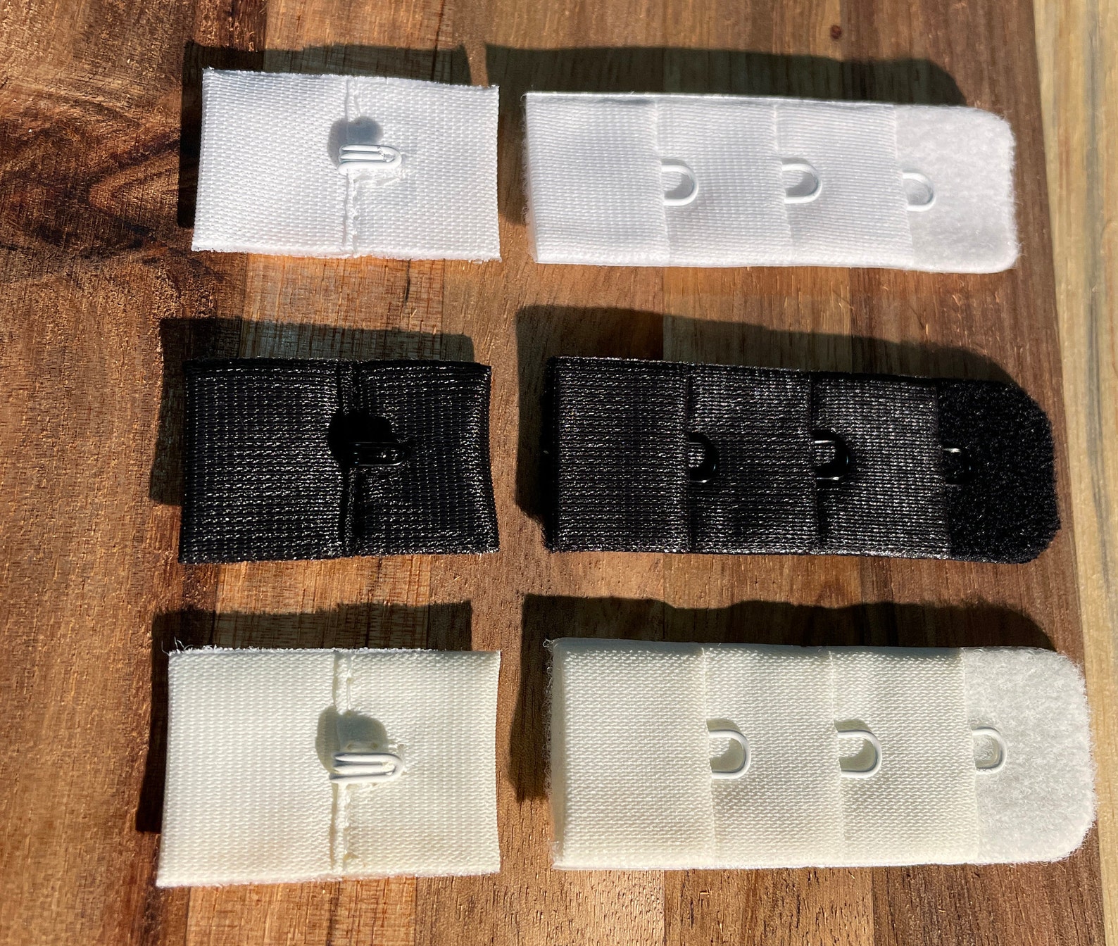 Bra Hook & Eye Closure, 1 X 3, Available in Black White Ivory, Sold as