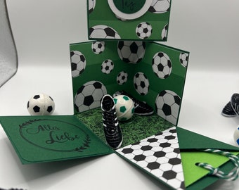 Fußball Explosionsbox; Geschenkschachtel; Geschenkverpackung; Geschenkbox; Geburtstag; Kleines Dankeschön; Glück; Glückwunsch; mein Verein