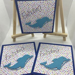 Invitations d’anniversaire pour enfants avec Delfin 3 dans l’ensemble; Anniversaire; invitation d’anniversaire; Anniversaire; Animaux marins; Mammifère