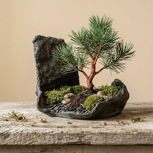Handmade concrete planter, Bonsai pot, Rustic garden pot