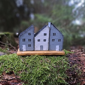 Handgemachtes Holz bemalt Mini Haus Dekor, Wohndekor Holz Dorf