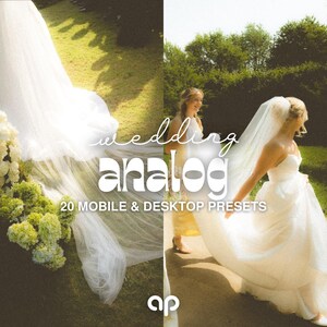 Préréglages analogiques pour mariage : 20 préréglages cinématographiques élégants pour Lightroom pour appareils mobiles et ordinateurs de bureau, sélection de vibrations de film de luxe