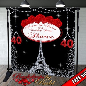 Paris Birthday Backdrop, Paris Backdrop, Birthday Party Background, Paris Eiffel Tower Backdrop, Paris Bridal Shower, Paris Banne