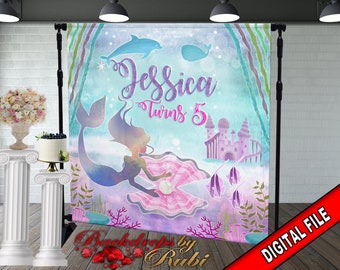 Meerjungfrau Hintergrund, Meerjungfrau Geburtstag Hintergrund, Meerjungfrau Geburtstag Banner, Unterwasser Schloss Hintergrund, Meerjungfrau Party Hintergrund, Meerjungfrau Thema
