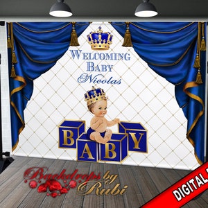 Royal Prince Theme Backdrop, Blue Crown Prince Backdrop, Royal Prince Baby Shower Photo Backdrop, Royal Blue Prince Backdrop, Little Prince